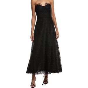 Lela Rose Tulip Black Strapless Lace Gown